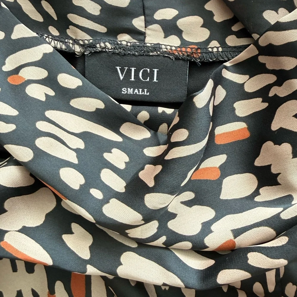 Vici Black and Brown Abstract Wrap Midi Skirt Sz S